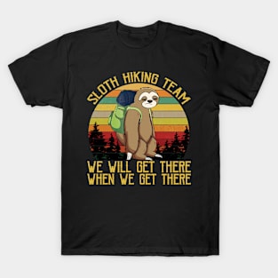 Sloth Hiking Team We Will Get There Funny Vintage T-Shirt